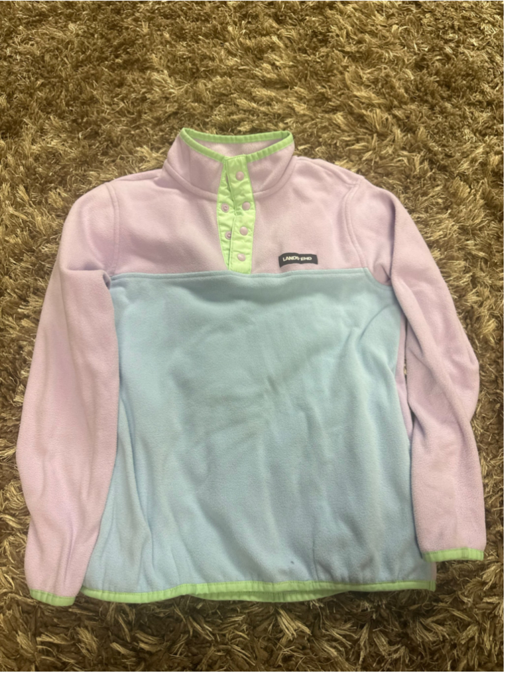 Girls Lands' End Fleece Pullover Size L Purple Blue